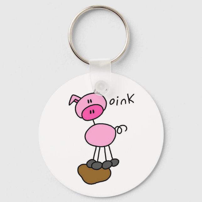 Porte-clés T-shirts et cadeaux pour cochon Figure Stick (Recto)