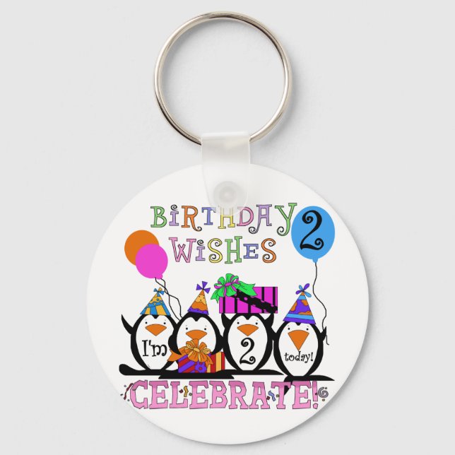 Porte-clés T-shirts et cadeaux Silly Penguins 2e anniversaire (Recto)