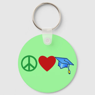 Porte-clés T-shirts Peace Love Graduation et cadeaux Grad
