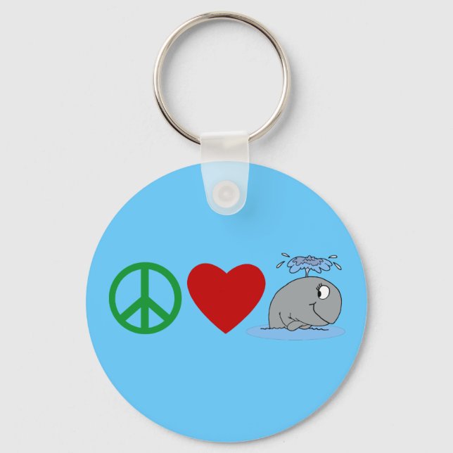 Porte-clés T-shirts Peace Love Whales, Travel Mugs, Cadeaux (Recto)