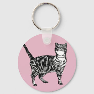 Porte-clés Tabby Rose Chat Chats Kitty Girls Art Key Bague