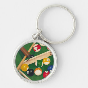 Porte-clés Table de billard Lifelike avec boules et craie