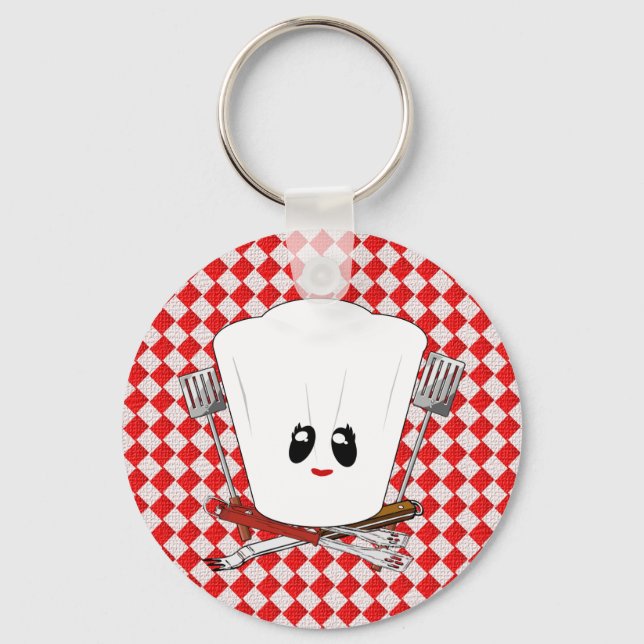 Porte-clés Table de pique-nique avec chef Casquette et outils (Recto)