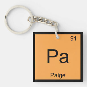 Porte-clés Table périodique de l'élément Chimie de nom Paige