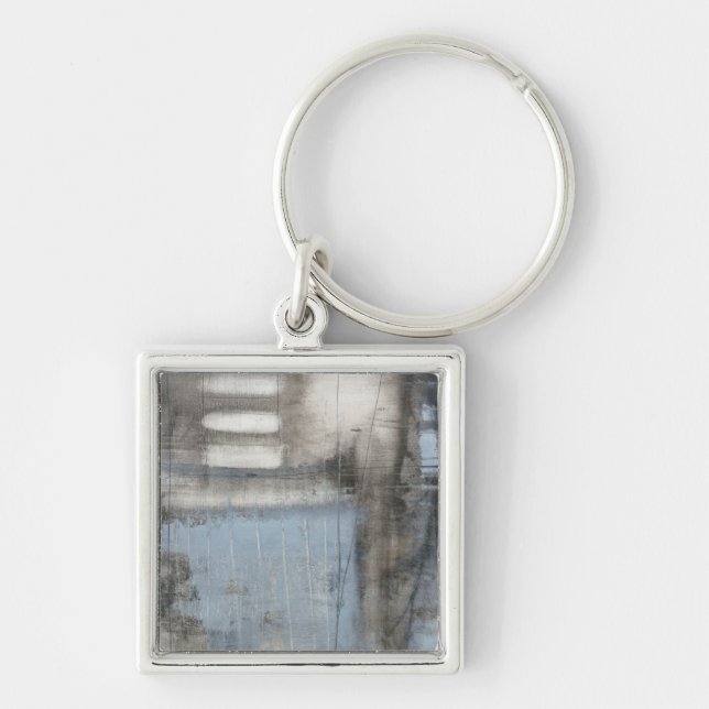 Porte-clés Tableau gris et bleu Abstrait (Devant)