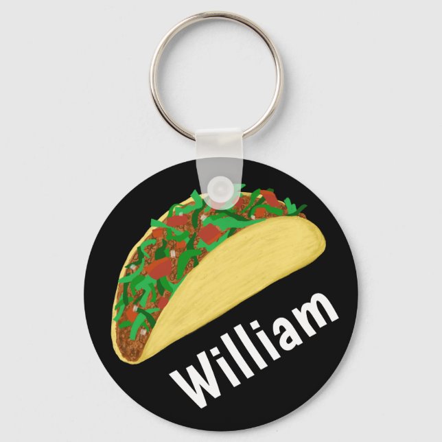 Porte-clés Taco Time Fun Yummy NOM PERSONNALISÉ (Recto)