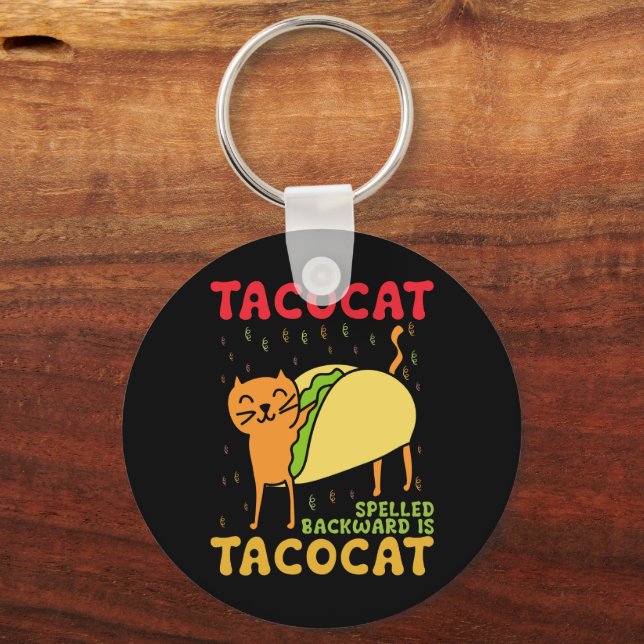 Porte-clés Tacocat épelé à l'envers Tacos Chats Cinco De Mayo (Recto)
