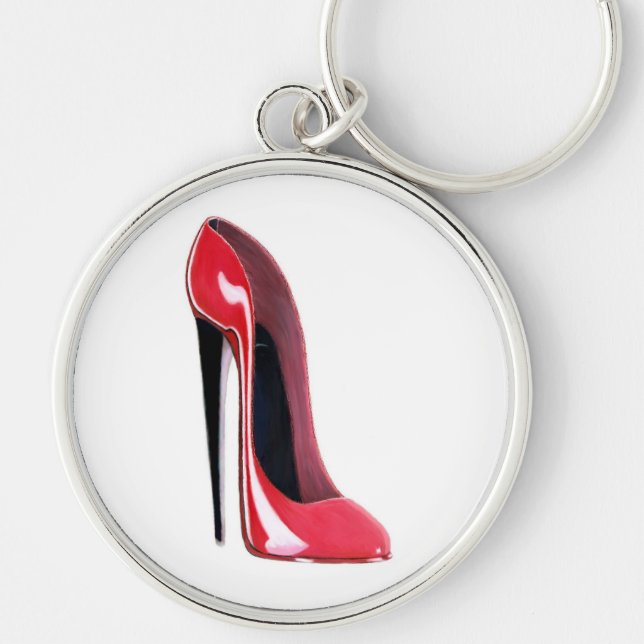 Porte-clés Talon noir, chaussure stylet rouge (Devant)