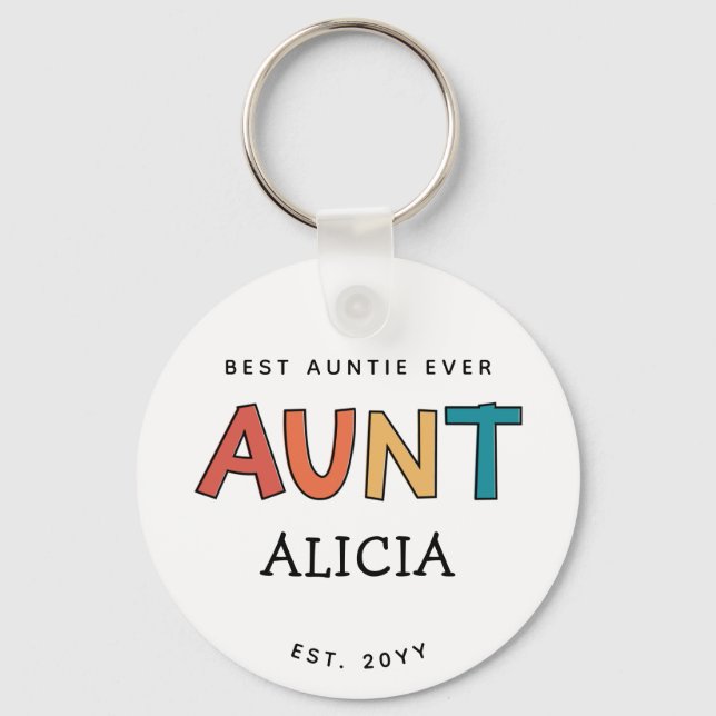 Porte-clés Tante Personnalisée Retro Cadeau Meilleure Tante J (Recto)
