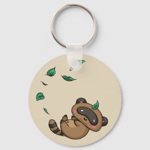 Porte-clés Tanuki and Leaves
