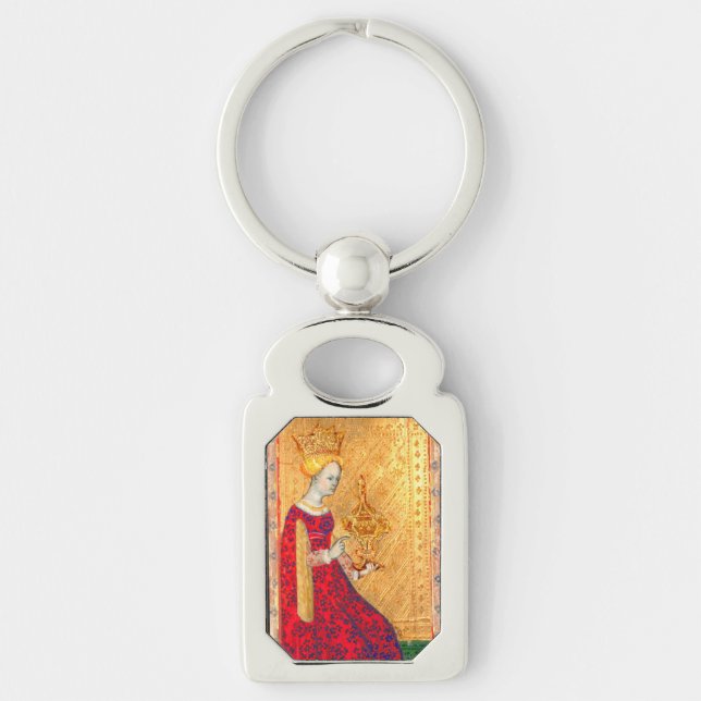 PORTE-CLÉS TAROTES DE RENAISSANCE ANTIQUE / REINE DES TASSE (Devant)