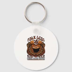 Porte-clés Tasse Café Halloween Citrouilles Parle Moins Boit