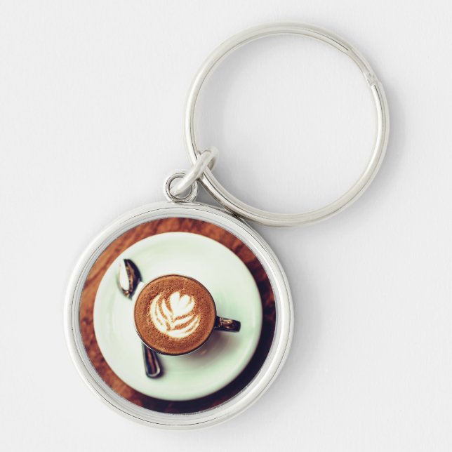 Porte-clés Tasse de café cappuccino brun latte blanc (Devant)