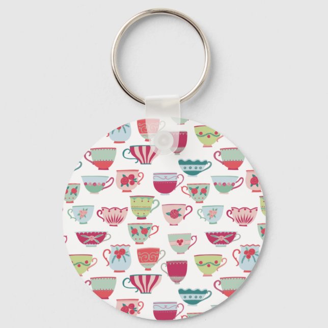 Porte-clés Tasses à thé Moderne Vintage (Recto)
