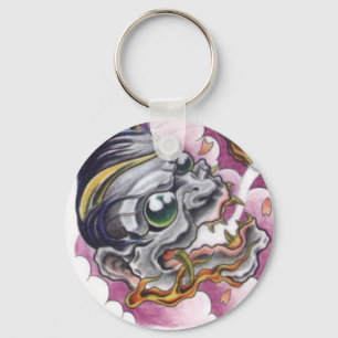 Porte-clés tatouage oriental de démon de crâne