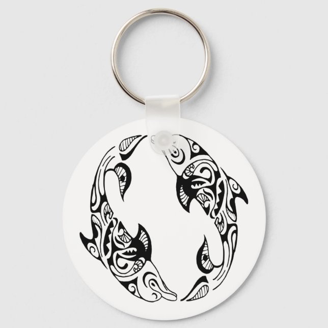 Porte-clés Tatouage tribal des dauphins (Recto)
