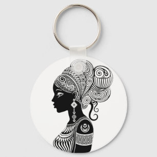 Porte-clés Tatouage Tribal Portrait de Fille Africaine