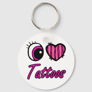 Porte-clés Tatouages cœur d'œil Emo Je t'aime
