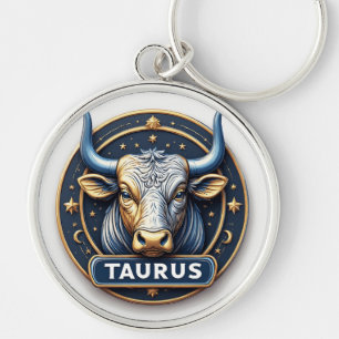 Porte-clés Taureau Zodiaque Emblème Taureau Avec Anneau Doré