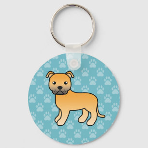 Porte-clés Taurillon Staffordshire Bull Terrier Chien Sur Fon
