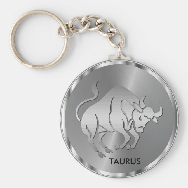 Porte-clés Taurus d'argent ♉ le taureau - Horoscope Zodiac (Devant)