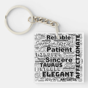 Porte-clés Taurus Zodiac Mot Cloud Inspiration Porte - clé