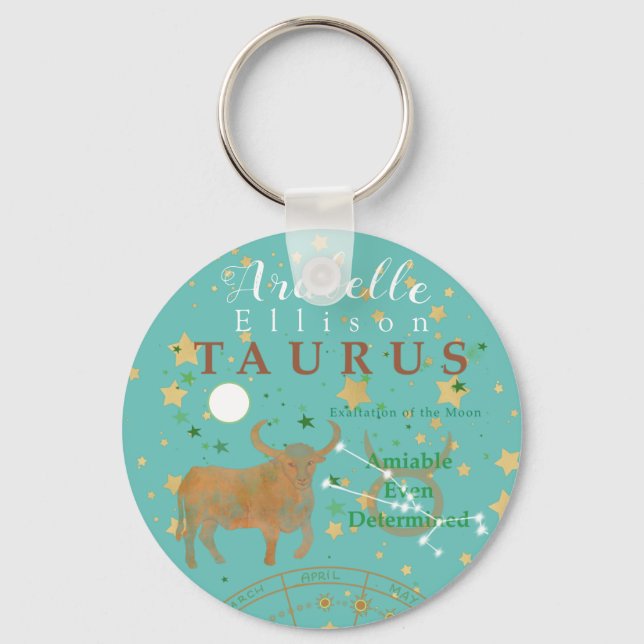 Porte-clés Taurus Zodiac Vintage Personnalisé (Recto)