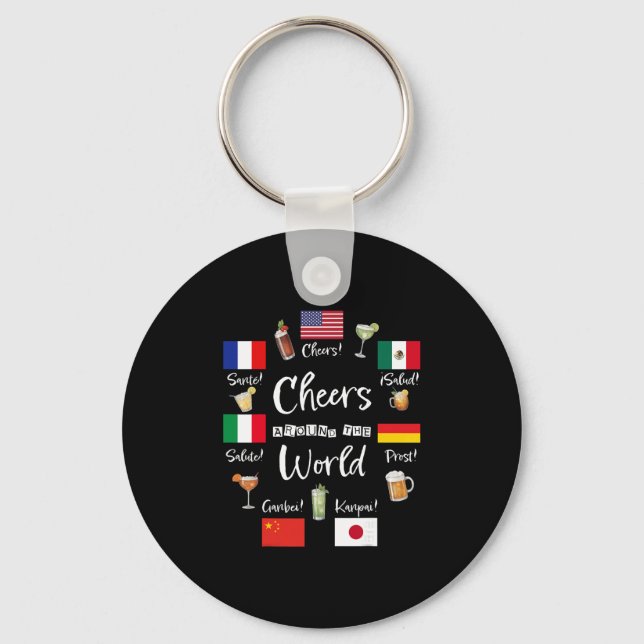 Porte-clés Tchin Tchin autour du monde Vacances Boire Drôle (Recto)