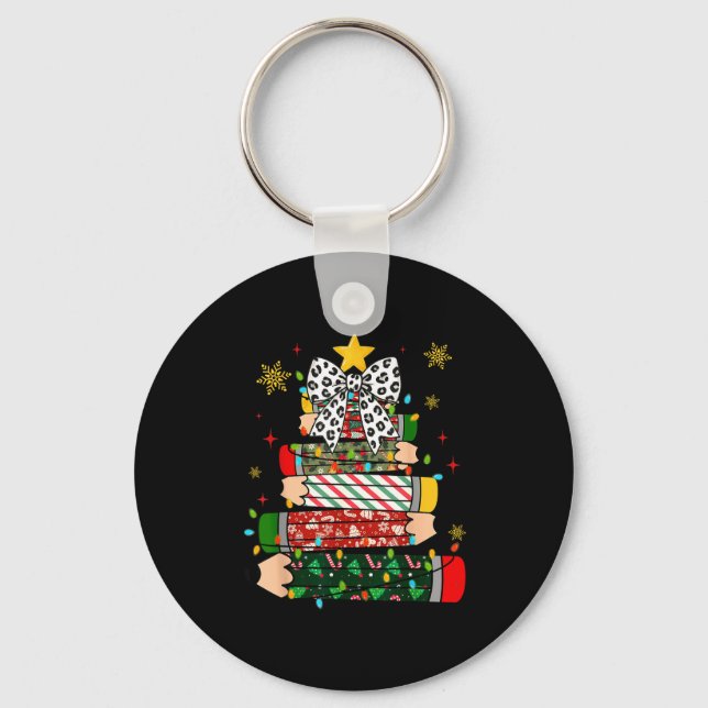 Porte-clés Teacher Christmas Tree Lights Pencil Leopard Print (Recto)