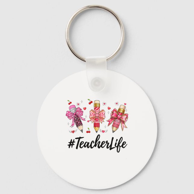 Porte-clés Teacher Valentine Coquette Bow Teacher Valentines  (Recto)