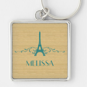 Porte-clés Teal French Flourish Premium Keychain