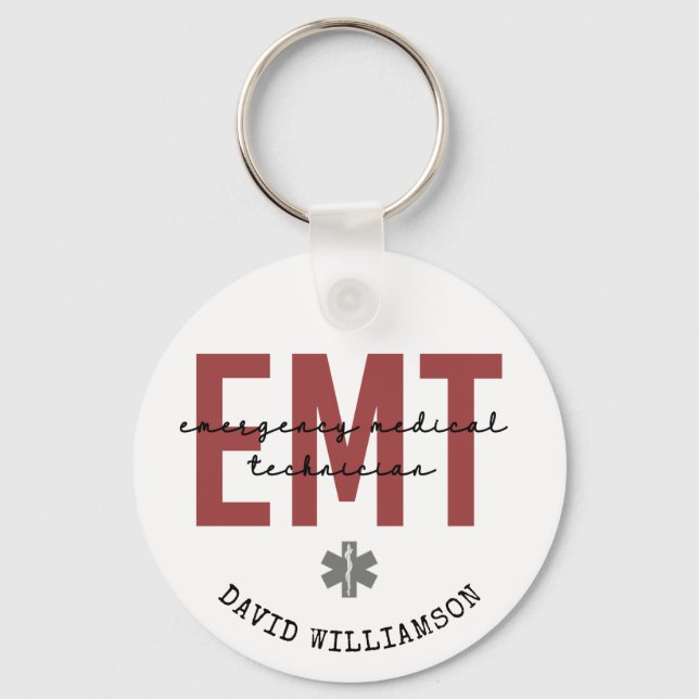 Porte-clés Technicien Médicale d'urgence EMT personnalisé (Recto)