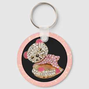 Porte-clés Teddy ours dormir beauté brillant diamant mignon
