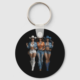 Porte-clés Tee-shirt Western Cowgirl noire Rodeo Country Femm