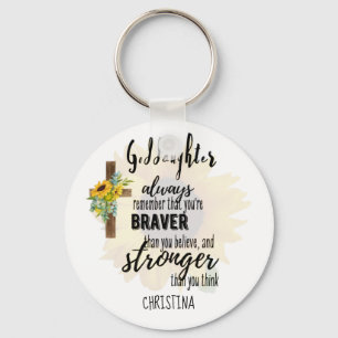 Porte-clés Teenage GODDAUGHTER Motivational Quote Sunflowers