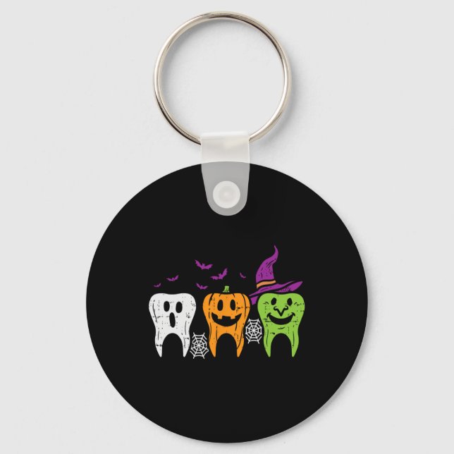 Porte-clés Teeth Ghost Pumpkin Witch Cute Dental Halloween De (Recto)