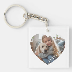 Porte-clés Télécharger Personnalisé Coeur Photo Ajouter Nom F