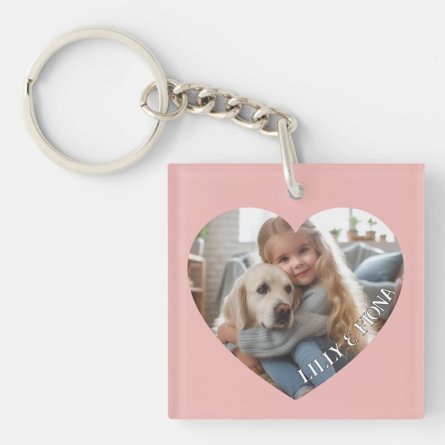 Porte-clés Télécharger Personnalisé Coeur Photo Ajouter Nom F (Devant)