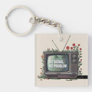 Porte-clés Télévision Digital Detox avec "Pas de Signal, Pas 