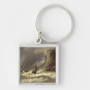 Porte-clés Tempête sur la côte chez Etretat, Normandie, 185