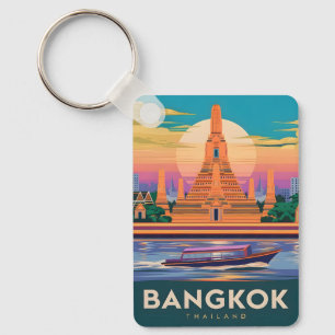 Porte-clés Temple du coucher de soleil de Bangkok Thaïlande V