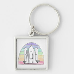 Porte-clés Temple LDS Salt Lake City coucher de soleil arc-en