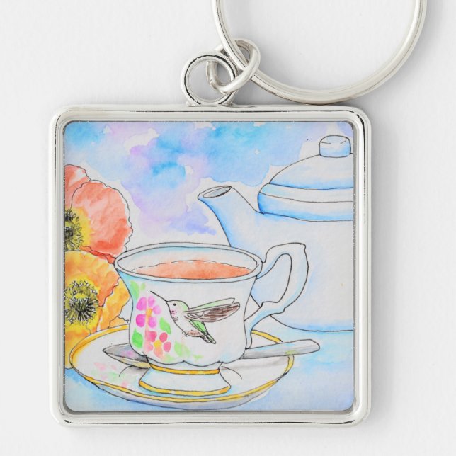 Porte-clés Temps pour la peinture à l'aquarelle de thé (Devant)