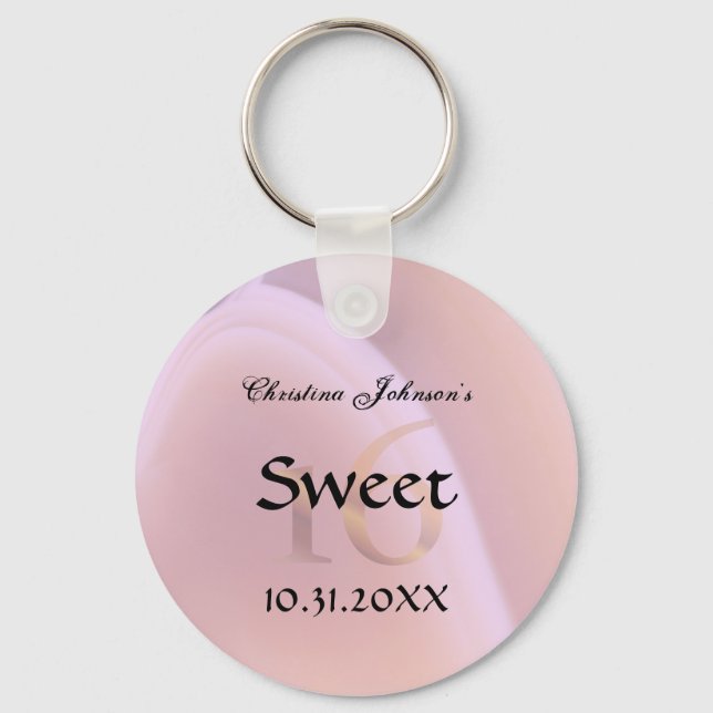 Porte-clés Tendance Rose rose cristal doux 16 Fêtes Faveurs (Recto)