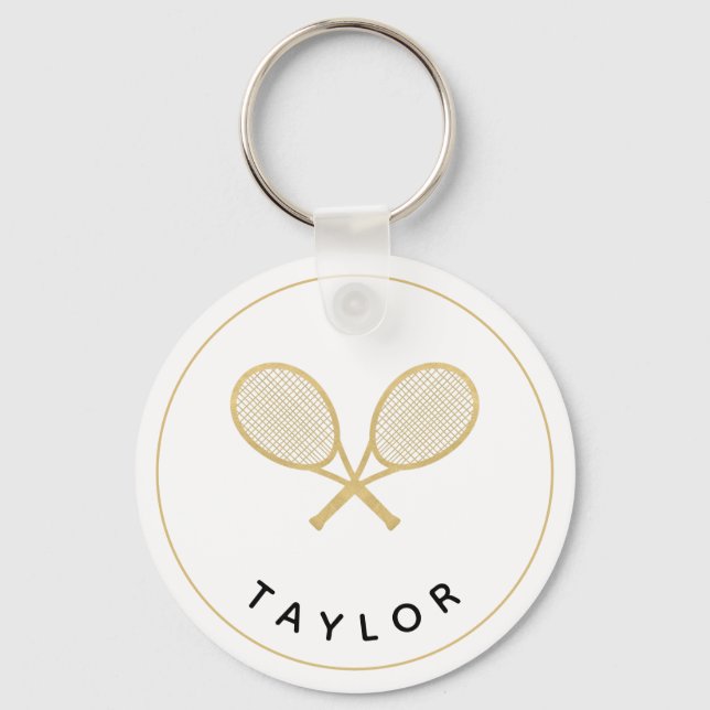 Porte-clés Tennis Chic Player Cadeau Black et Gold Custom (Recto)