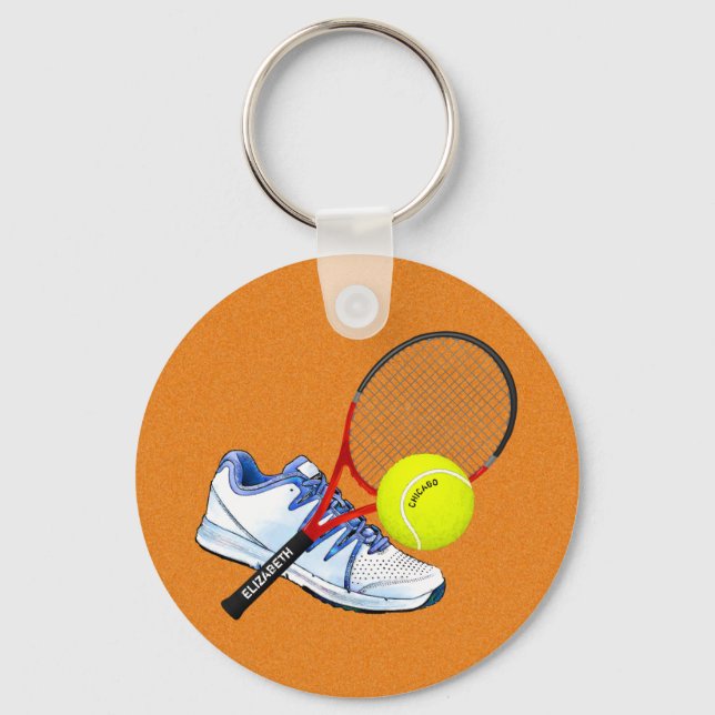 Porte-clés Tennis Shoe Ball And Racket With Your Custom (Recto)