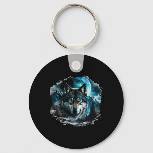 Porte-clés Terrain de chasse au loup gris Forêt de lune de gl