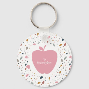 Porte-clés Terrazzo Pattern Pink Apple Teacher