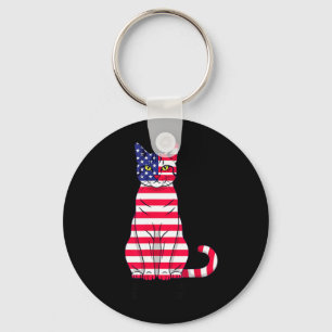 Porte-clés Terre du domicile du drapeau de chat patriotique f