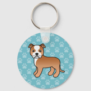 Porte-clés Terrier Staffordshire Bull Terrier Rouge Et Blanc 